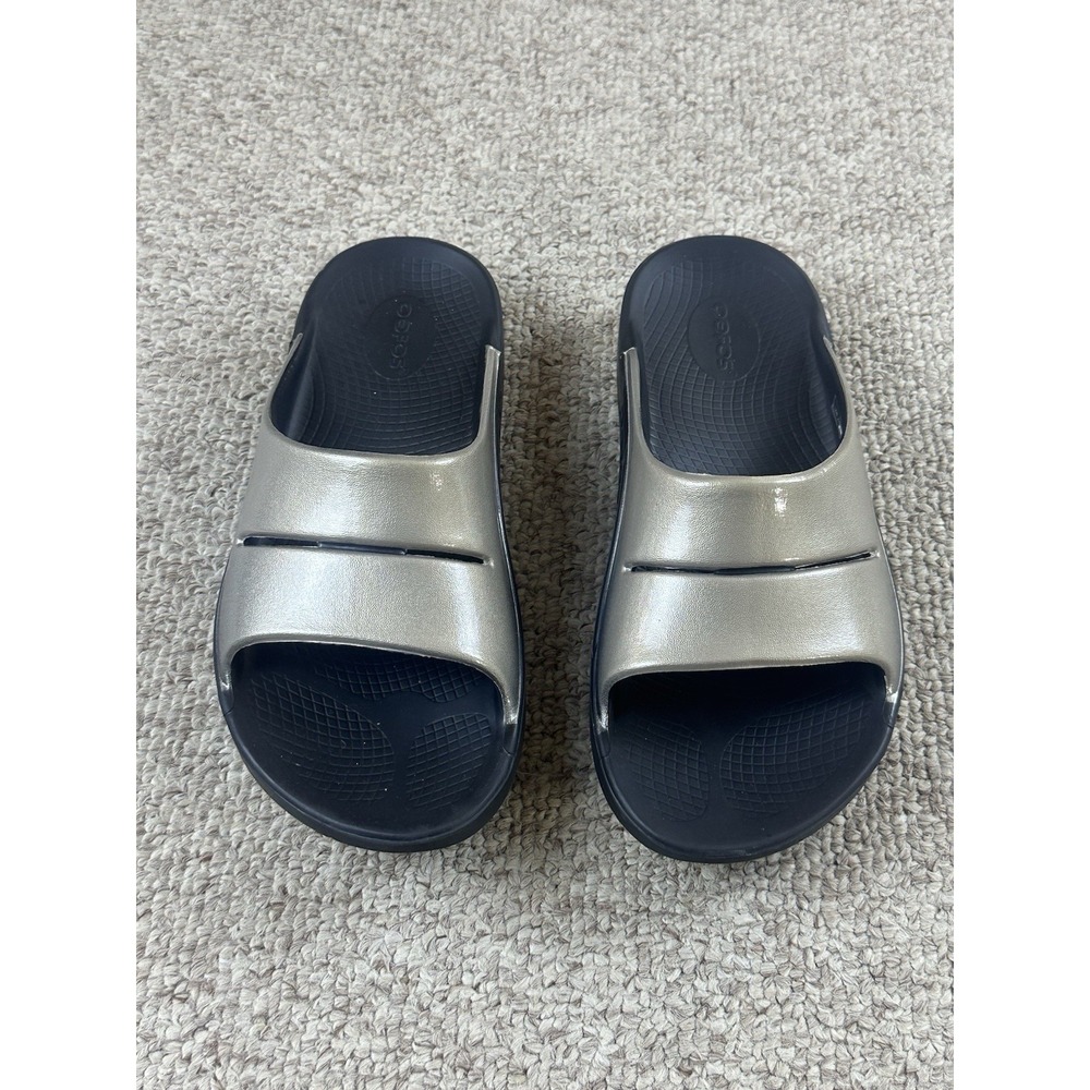 Oofos Ooah Luxe Slides Men's Size 8 Women's 10 Metallic Bronze Recovery Comfort